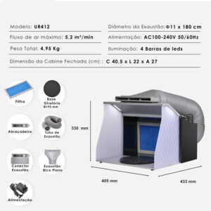 Cabine de pintura aerografia e exaustão