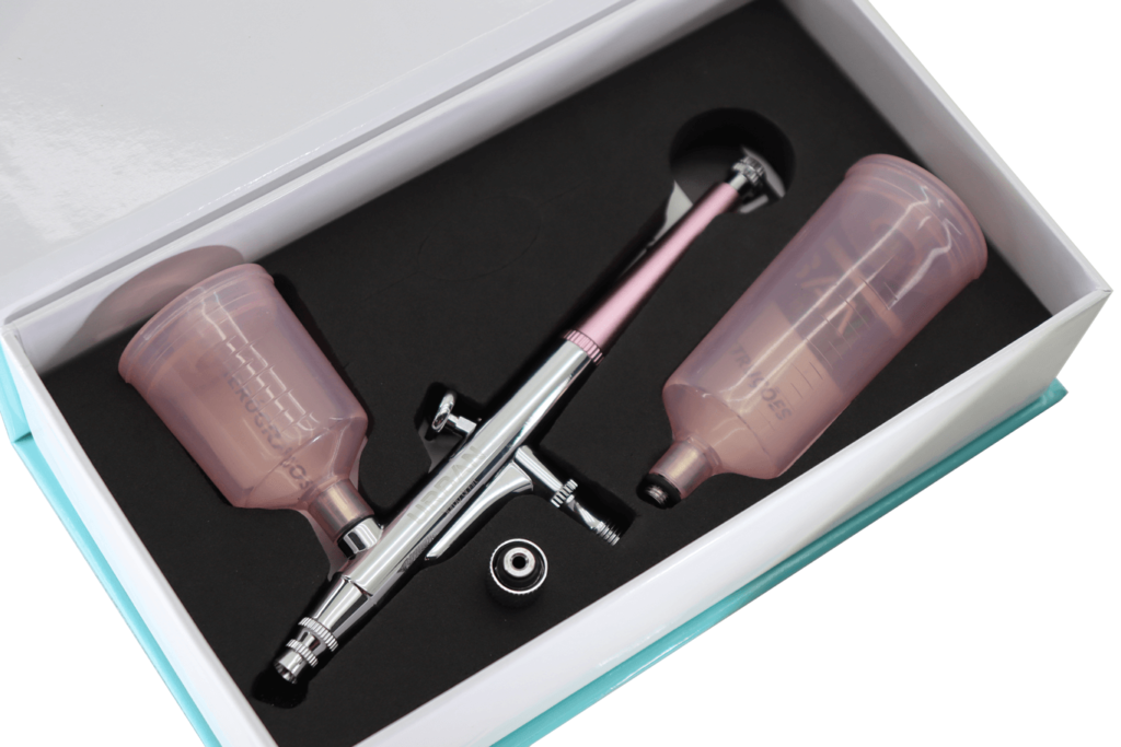 Aerografo de gravidade dupla ação bico 0.3MM / 20ML e 40ML – Acabamento Rosa