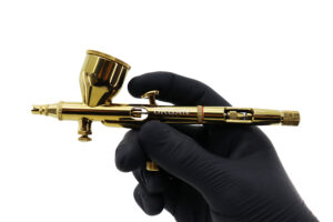 AEROGRAFO DE GRAVIDADE DUPLA AÇÃO BICO 0.2MM / 9ML EDIÇÃO ESPECIAL- GOLD